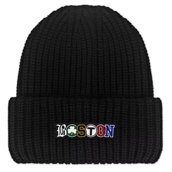 Chowdaheadz Boston Black Pom Knit Beanie Adult - Picture 1 of 1